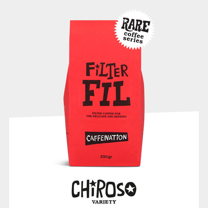 Pack shot of the Rare Coffee Series Chiroso filter roast